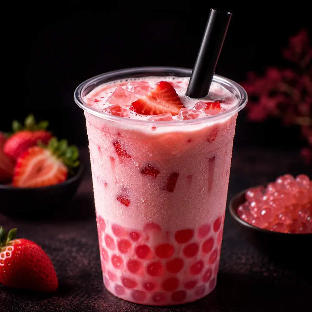 Strawberry Fruit Boba — Shristi Boba Tea Cafe at Mom's Momo 2 & Shristi Boba Tea Cafe, Mechanicsburg, PA